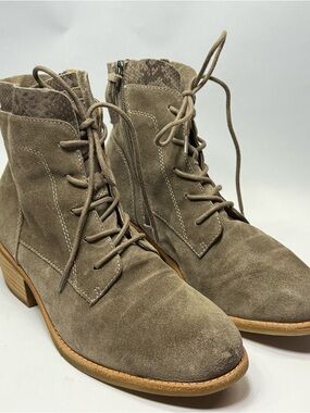 Sofft Suede Lace-Up Ankle Booties with Side Zipper size 9